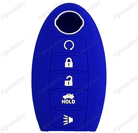 Aguetaor - Remote Shell Car Key Case 5 Button Fit for Nissan Altima Pathfinder Blue