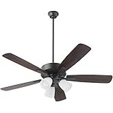 Quorum 4525-3159 Ovation 52" Ceiling Fan with Lights, Matte Black