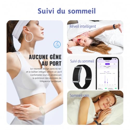 Moikmlih Fitness Tracker​, IP68 Bracelet Santé Connectée, Homme Femme | 160+ Sportifs, Rapport Santé l'IA, Surveillance 24h-Tension Artérielle/Fréquence Cardiaque/SpO2/Stress/Sommeil, APP Gratuite