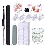 CoulorButtons Quick Building Poly Builder UV Gel Tools Kit -Finger Extension Tips Mold, 5Pcs Plastic Finger Clip, Cuticle Pusher Buffer File, Brush and Container DIY Poly Quick Gel Starter Set