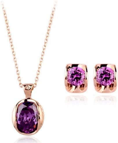 Italina Rigant New Arrival 18k Real Gold Plated Purple Gem Jewelry Set with Swarovski Crystal Stellux