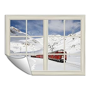 Wall Paper Small Wall Mural Snowscape Out of The Window Wall Art Removable Wall Decoration for Bedroom Living Room - 24x32 inches