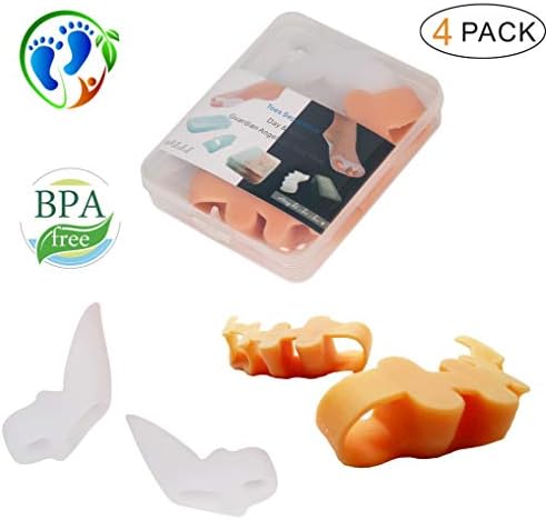Bunion Protectors, Toe Separators Spacers, Set of 4 Soft Silicone Pad Cushions for Foot Pain Relief to Fight Hammertoes, Hallux Valgus, Big Joint - Wear with Shoes for Men by Aixixi