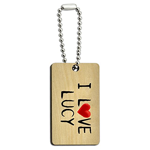 I Love Lucy Written on Paper Wood Wooden Rectangle Key Chain
