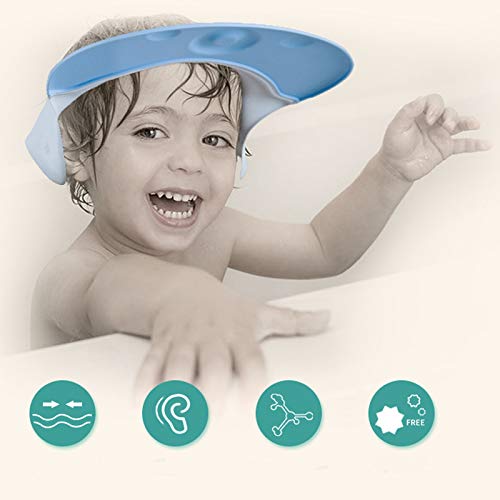 Vanly Baby Shampoo Cap, Adjustable Baby Bath Visor Hat for Kids, Toddlers, Children | Flexible Waterproof Shower Bathing Protection | for Showers, Bathtub, Sun Bathing, Hair Cutting/Trimming (Blue) - Thumbnail 3