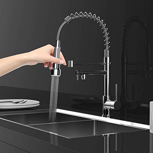 Kitchen Faucet with Pull Down Sprayer, Arthas Single Handle High Arc Brushed Nickel Pre Rinse Copper Casting Kitchen Sink Faucet