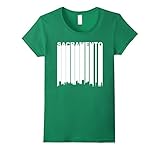Womens Retro 1970's Sacramento California Downtown Skyline T-Shirt XL Kelly Green