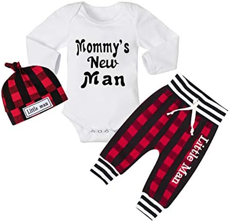 Newborn Baby Boy Clothes New to The Crew Letter Print Romper+Long Pants+Hat 3PCS Outfits Set