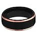 [EnvyJ] 8mm 18K Rose Gold Plated Black High Matte Tungsten Rings Carbide Domed Brushed Men's Women Wedding Band Ring Comfort Fit Finish Fit Size 5-16 w/ velvet box 5-15