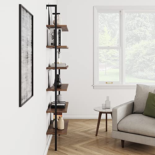 Nathan James Theo 6Shelf Tall Bookcase, Wall Mount Bookshelf with