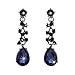 Molie Bridal Austrian Crystal Necklace and Earrings Jewelry Set Gifts fit with Wedding Dress(Navy Blue)