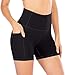 Ewedoos Women Shorts with Pockets – High Waist Running Shorts Women Workout Non See-Through Yoga Shorts (Ew322 Black, Large)thumb 1