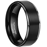 LuxyJewelry 8mm Black Tungsten Carbide High Polish Men's Wedding Engagement Band Ring Comfort Fit and Matte Finish [Sizes 6-16]