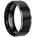 EnvyJ 8mm Tungsten Rings Carbide Black High Polish Men's Wedding Engagement Band Ring Comfort Fit and Matte Finish Sizes 6-16