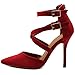 Ollio Women Shoes Cross Strap Back Zipper Stiletto High Heel Faux Suede Pumps
