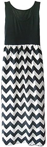 Newfits Womens Striped Zig Zag Scoop Neck Chevron Print Tank Maxi Long Dress BlackA