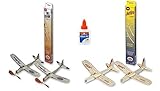Guillows 4-Pack Balsa Planes Twin Pak PLUS bottle of Elmers Glue