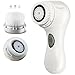 PleasingCare Sonic Face Cleaning Brush Skin Care Machine, 1 Classic + 1 LUXE Cashmere Cleansing Brush Heads, Rechargeable Facial Cleansing Brush White