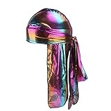 HADM Unisex Silky Durag Extra Long-Tail Headwraps Pirate Cap Turban Hat for 360 Waves