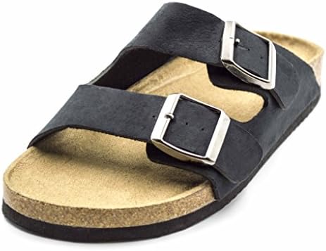 Orly Shoes Women's Two Buckle Strap Vegan Suede Footbed Slide Sandal