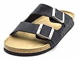 Orly Shoes Women's Two Buckle Strap Vegan Suede Footbed Slide Sandal