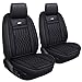 LUCKYMAN CLUB 2 PC Front Car Seat Covers with Waterproof Leather Universal for Sedan SUV Truck Fit for Most Chevy Hyundai Kia Honda Mazda Nissan Toyota (Black- 2pcs)