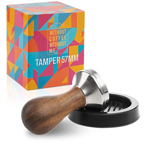 NOUTEN® Premium Espresso Tamper Set 57mm - Kaffeestampfer aus Edelstahl mit einem elegant geformten Echtholzgriff…