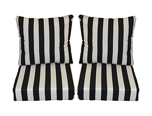 Black and White Stripe Cushions for Patio Outdoor Deep Seating Furniture Loveseat – Choice ...