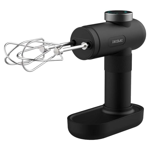 Batidora de Varillas Portátil PowerTwist Battery. 50W, Bate, Mezcla y Amasa, Recargable USB, 40 Minutos De Autonomía, 5 Niveles de Velocidad y Función Turbo, Display LED