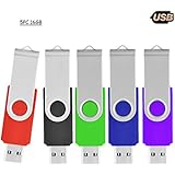 5 X 16GB Bulk USB Memory Stick, Portable Swivel usb 2.0 Flash Thumb Drives Zip Drive with Led Indicator(5 Colors: Red Black Green Blue Purple)