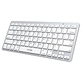 VicTsing Ultra-Slim Portable Bluetooth Keyboard, Wireless Keyboard for iOS (iPhone, iPad), Android, Windows, Mac Computer, Laptop, Tablet, Smartphone and Other Bluetooth Enabled Devices, Silver