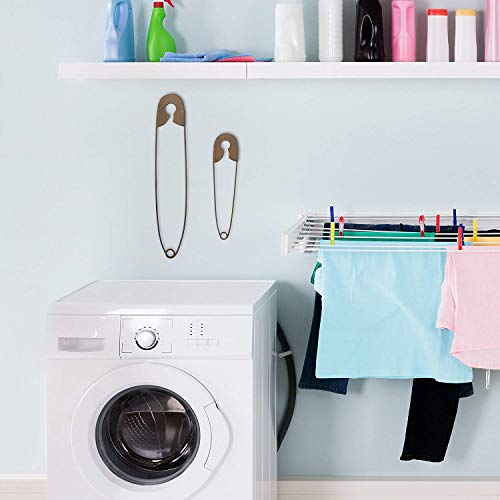 Set Of 2 Large Hanging Safety Pins Rustic Color Laundry Room Wall