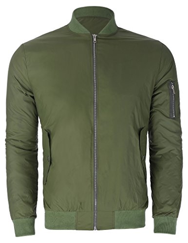 PAUL JONES Men's Slim Fit Bomber Flight Jacket Coat (Khaki, US S)