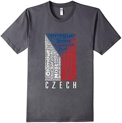Men's Czech Republic Flag With Major Cities Medium Asphalt