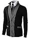 H2H Mens Two-Tone Herringbone Long Sleeve Jacket Cardigans Black US S/Asia M (JLSK03)