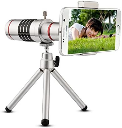 Universal Super 18x Zoom Mobile Phone Telescope Metal Clip Phone Camera Lens for Iphone 6/6S Plus 7/7 plus Samsung S6/S7/S8 and more with Tripod(Silver)