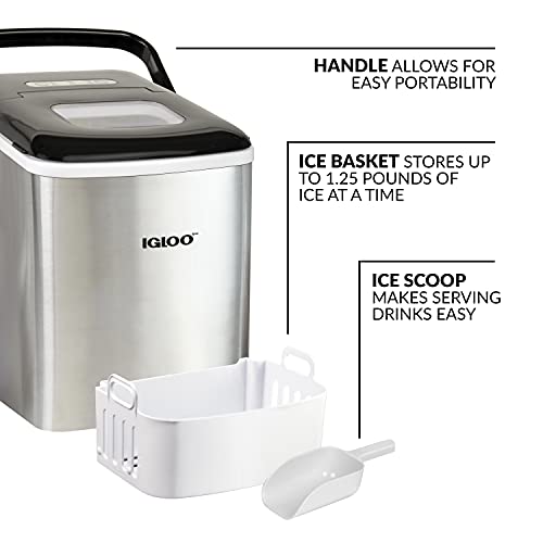 Igloo Automatic SelfCleaning Portable Electric Countertop Ice Maker Machine With Handle, 26