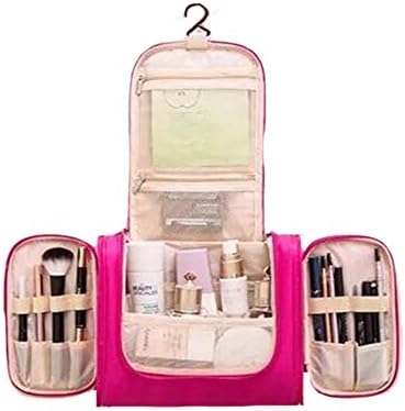 Simus-Hanging Toiletry Bag Large Essentials Organizer Travel Cosmetic bag Kit Sturdy Hook Makeup bag Heavy Duty Multi Waterproof for Men and Womens (Rose Red)