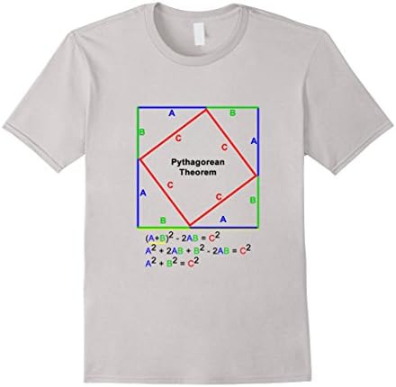 Men's Engineer Shirts: Pythagorean Theorem Proof T-Shirt Large Silver