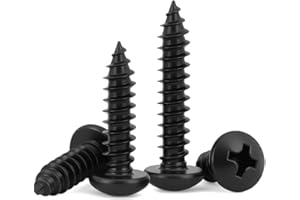 MOYOCODI #6 x 1/2" (100 Pack) Pan Head Sheet Metal Screws Phillips Drive Self-Tapping Wood Screws, Black Oxide 304 Stainless Steel Screw (18-8), Corrosion Resistant Screws