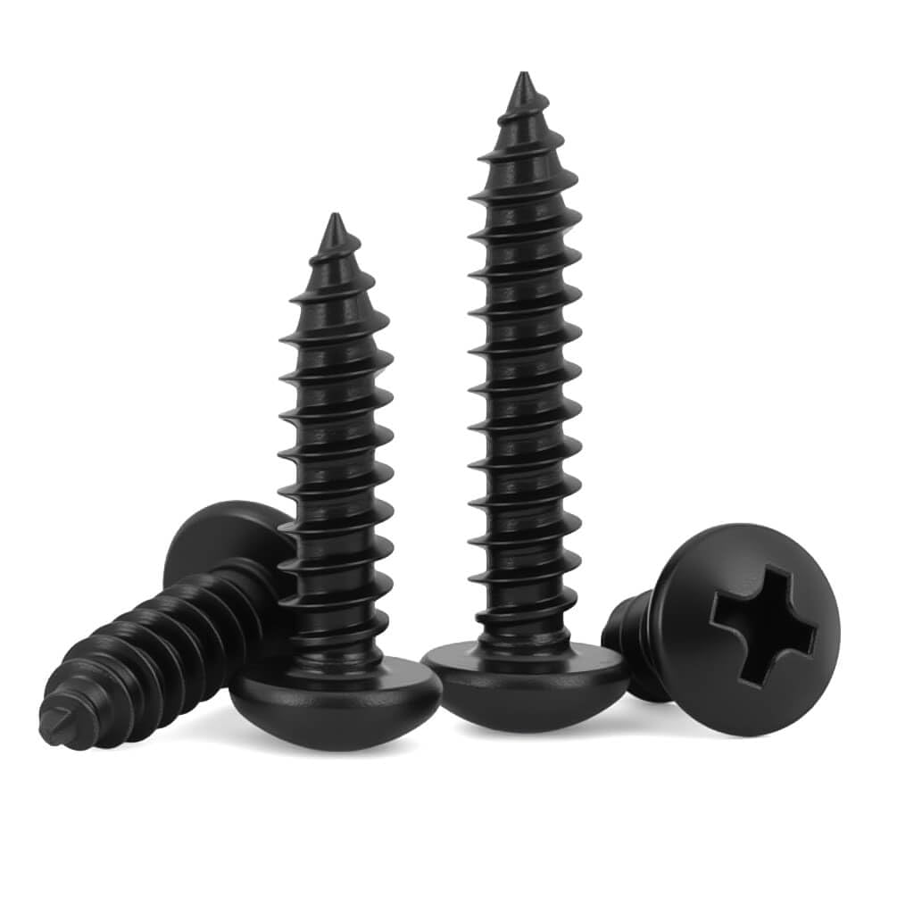 Photo 1 of #4 x 3/8" (100 Pack) Pan Head Sheet Metal Screws Phillips Drive Self-Tapping Wood Screws, Black Oxide 304 Stainless Steel Screw (18-8), Corrosion Resistant Screws