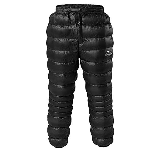 Men Women Winter Warm Packable Down Pants Compression Snow Trousers Windproof Water-Resistant Outdoor Camping Insulated Pants with Storage Bag (XL)