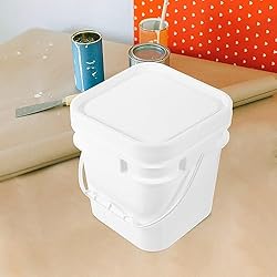 Alipis Paint Bucket with Lid 1 Gallon White Plastic