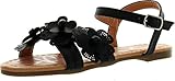 Cindee-73 Little Girls Flat Sandals with Front Flower Design