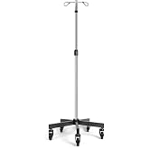 Konmee IV Poles with Wheels IV Stands 2 Hooks 5 Legs Rolling Base with Heavy Duty Stainless Steel, Adjustable Height