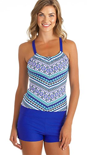 Zalalus Women's Summer Swimwear Shirred Tankini Top and Bottom Set Swimsuits