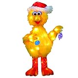 ProductWorks 18-Inch 3D Pre-Lit Sesame Street Big Bird with Ornaments Christmas Yard Decoration, 35 Lights