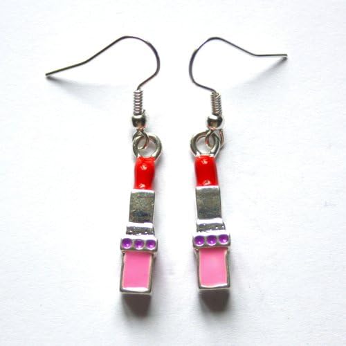 Sour Cherry Lip Stick Earrings (Silver plated, low nickel wires)