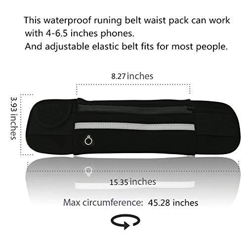 Vanten Running Belt Waist Pack, Waterproof Runners Belt Phone Holder Fit All Phone Models, Reflective Sport Waist Pack,Adjustable Sport Waist Pack Fit Most Waist Sizes - Thumbnail 2