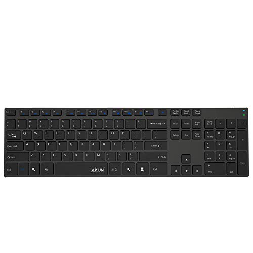 Aikun Ultra-Slim 2.4Ghz Wireless Keyboard, Aluminium Structure,Thin Profile Keyboard,Scissor Mechanism Key,with Numeric Keypad (Wireless, Rechargable) (English) - Grey
